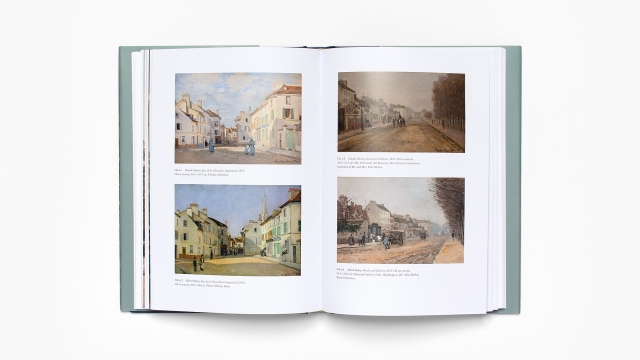Painting with Monet - 2 page spread of 4 streetscapes by various impressionist artists.