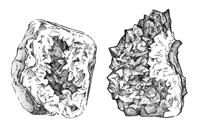 Illustration of two amethyst rocks